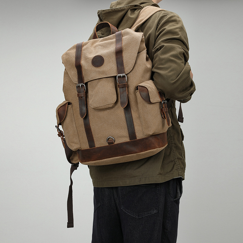 Canvas Backpack Casual - Tas Kanvas Bersepeda Luar Ruangan Pria